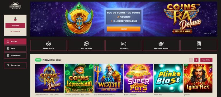 Orient Xpress Casino page accueil